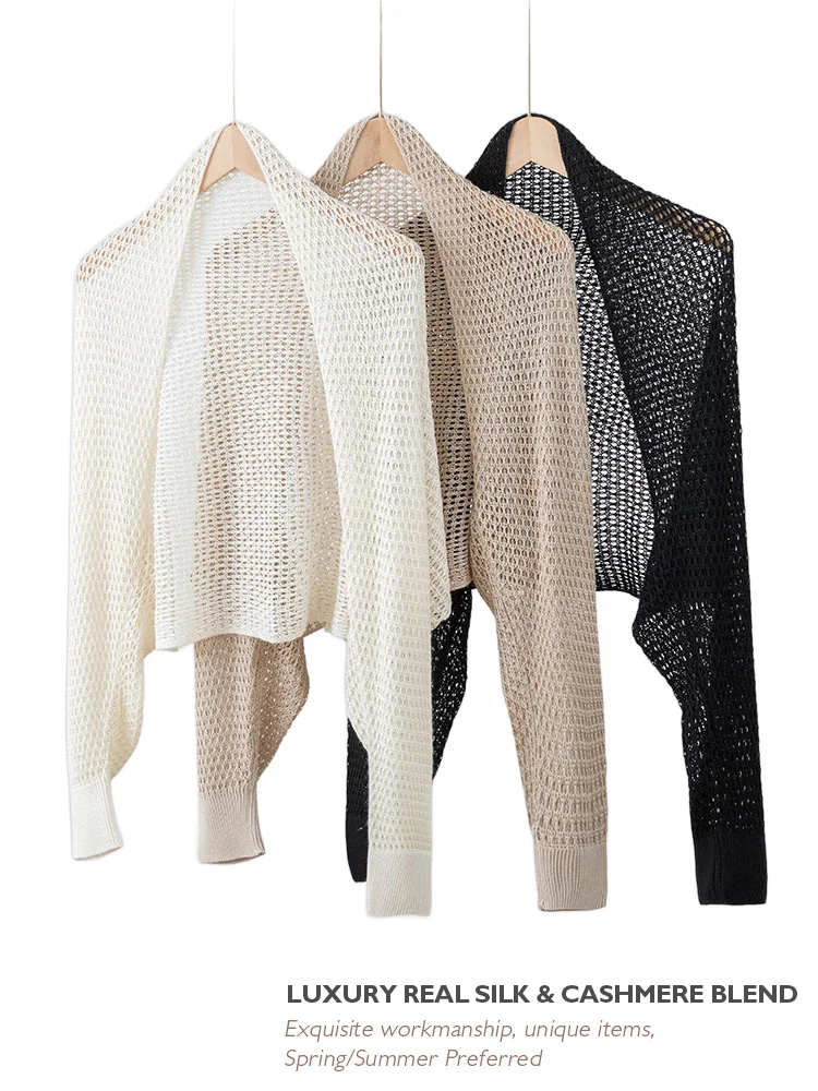Cashmere Pashmina Wrap - Spring Real Silk Cashmere Openwork Shawl