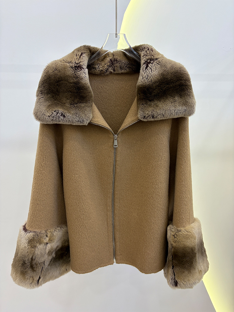 Wool Coat Peacoat - 2026 Winter Women's Real Natural Rex